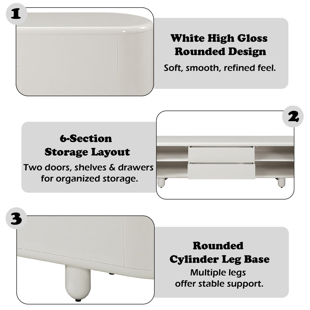 Keely - TV Stand - Gloss White