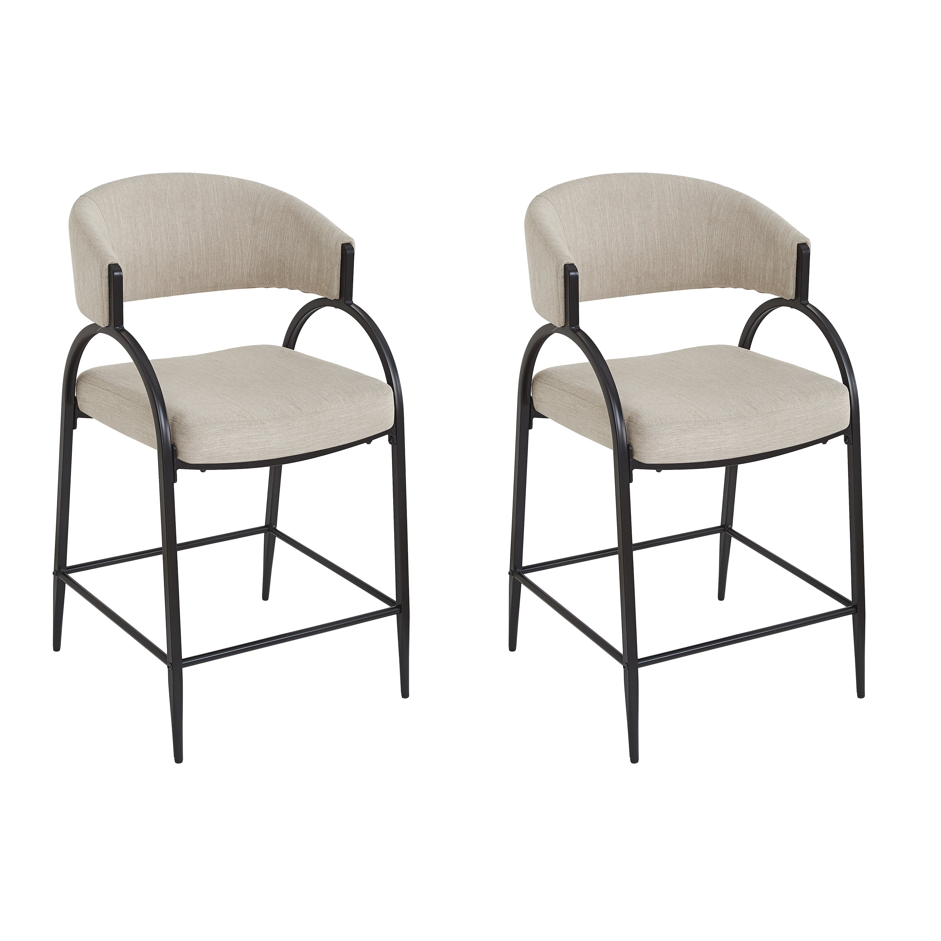 25'' Seat Height Modern Fabric Bar Stools with Back