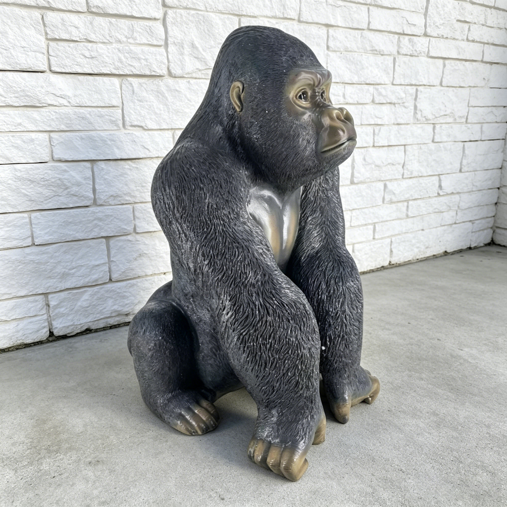 Realistic Silverback Gorilla Figurine