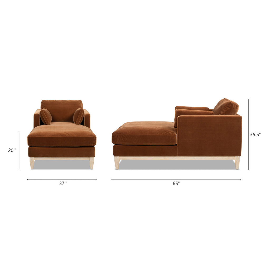 Knox 65" Modern Farmhouse Chaise Lounge Chair, Burnt
