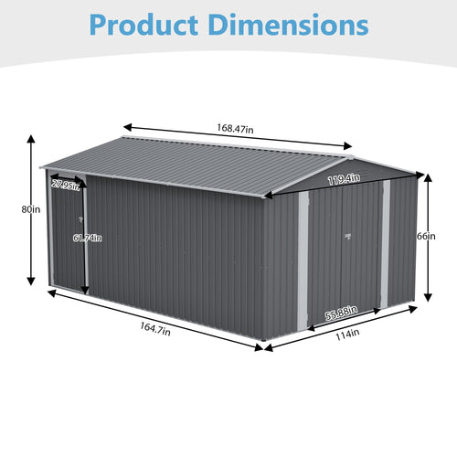 10x14 Ft Outdoor Metal Storage Shed