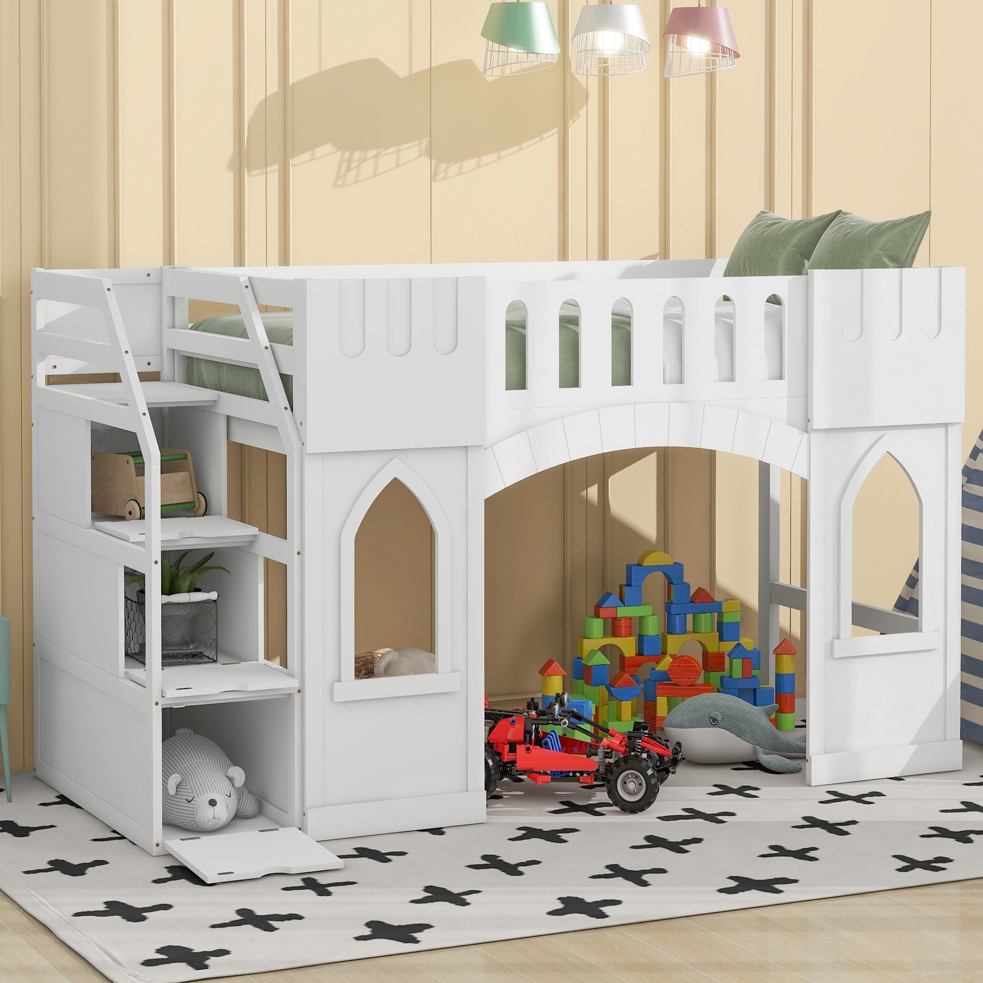 Loft Bed With Storage Staircase And Windows