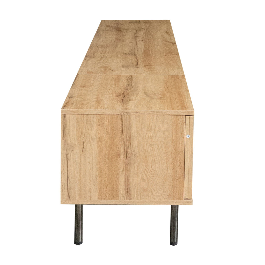 78" TV Stand For TVs Up To 85" With Closed Storage, Living Room Entertainment Center - Natural Wood