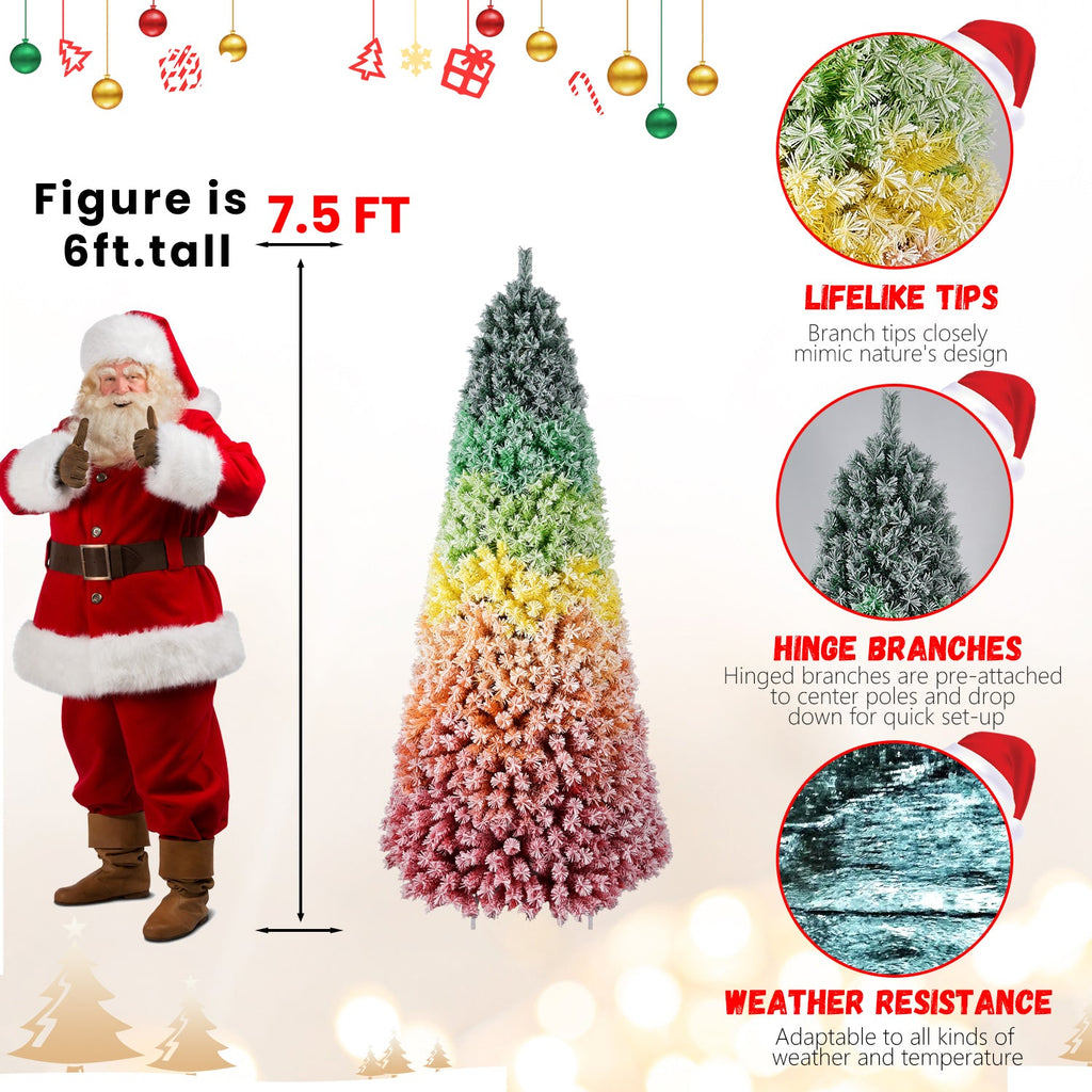 6ft Rainbow Gradient Flocked PVC Christmas Tree