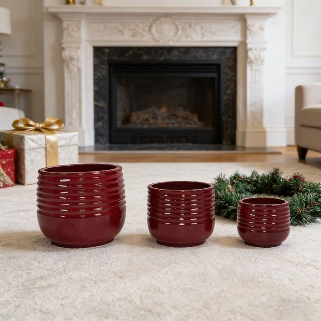 Handmade Glazed Ceramic Planter Set of 3