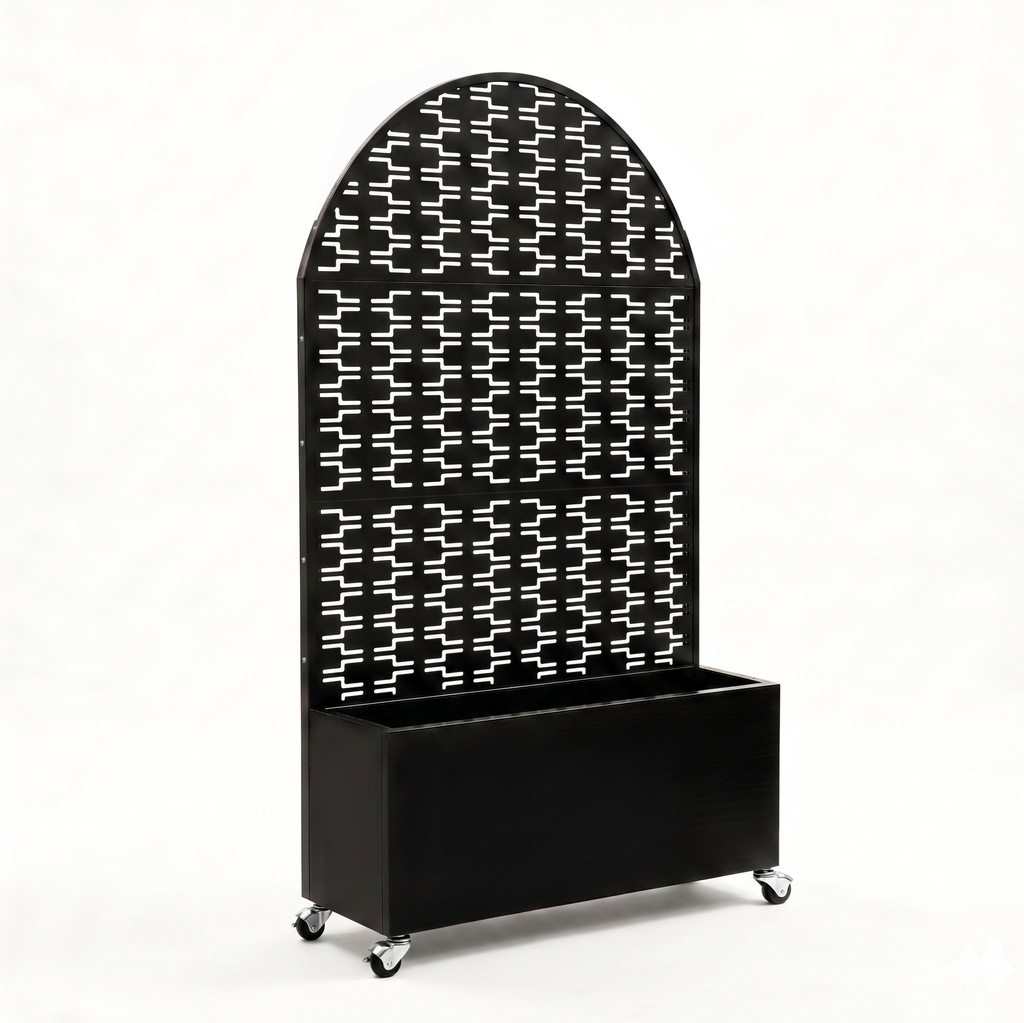 Arched Decorative Privacy Screen with Planter Box