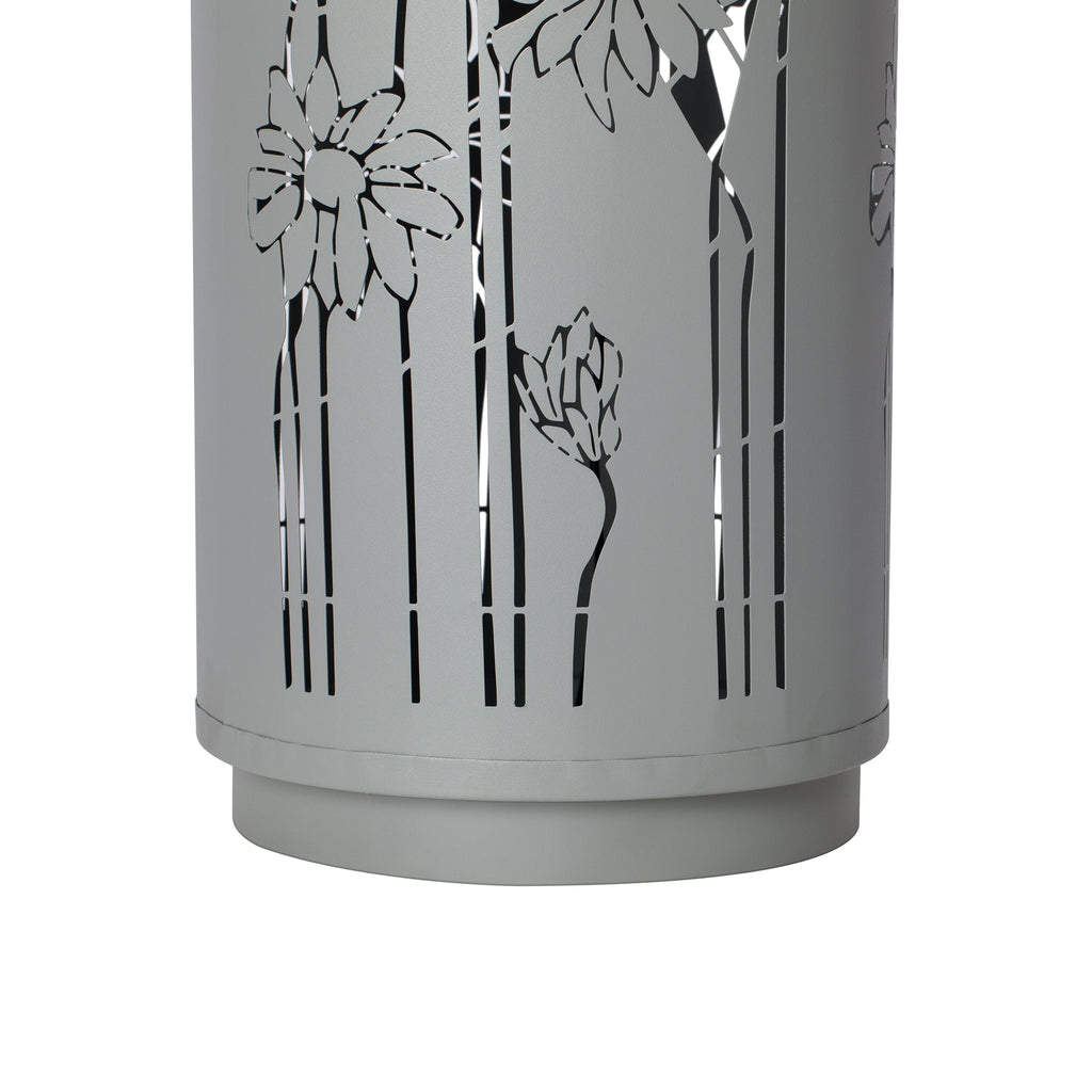 34.25'H Light Gray Metal Cutout Outdoor Water Fountain with LED Lights