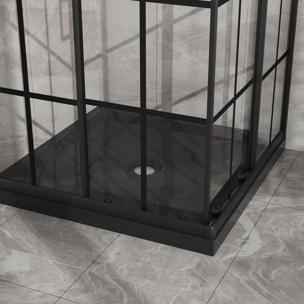 Goodyo Corner Shower Enclosure with Double Sliding Doors