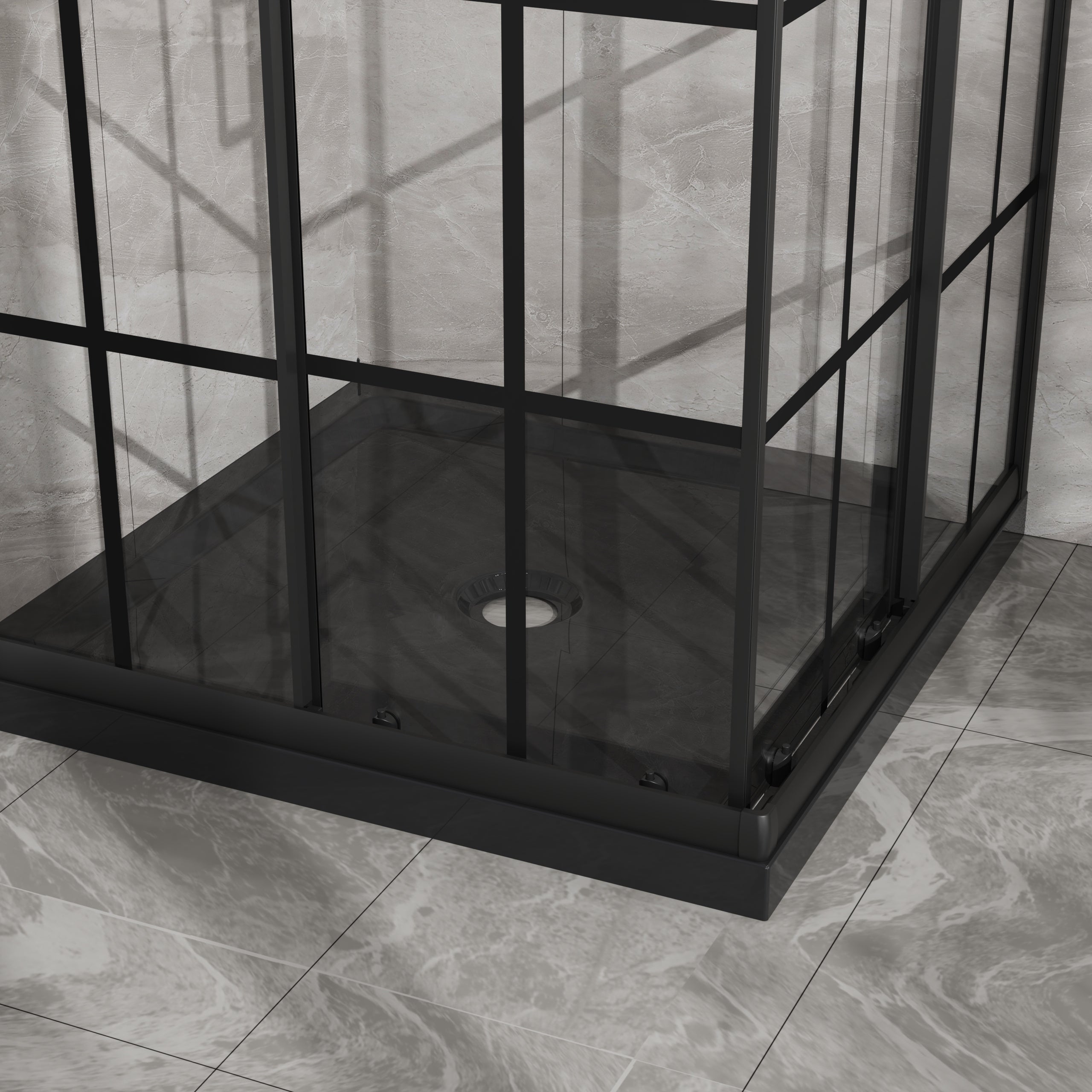 Goodyo Corner Shower Enclosure with Double Sliding Doors