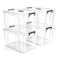 4 Pack 90 QT Plastic Storage Bins with Lids,Clear Stackable Bins with Secure Latches and Handles Heavy-Duty Storage Containers For Home Office and Garage Organization