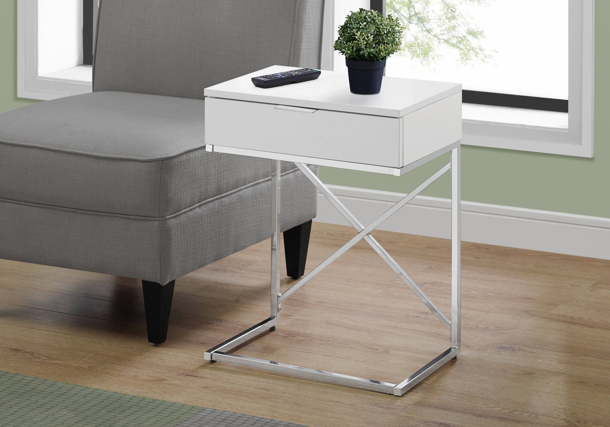 Accent Side Table with Storage Drawer, Spacious Tabletop, Contemporary Design