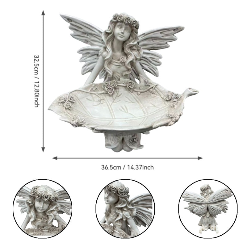 12.80" High Garden Fairy Figurine with Leaf Tray