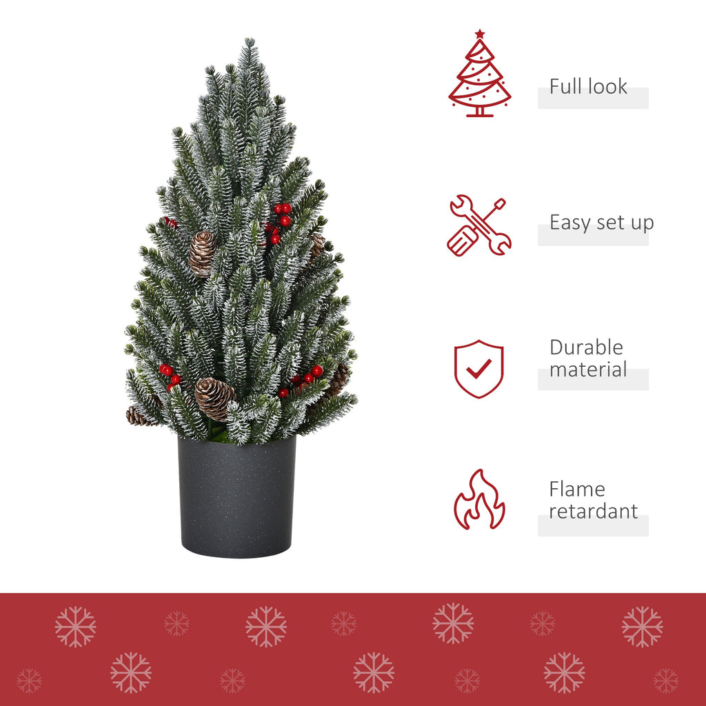 HOMCOM 18" Tall Unlit Miniature Snow-Flocked Tabletop Christmas Tree