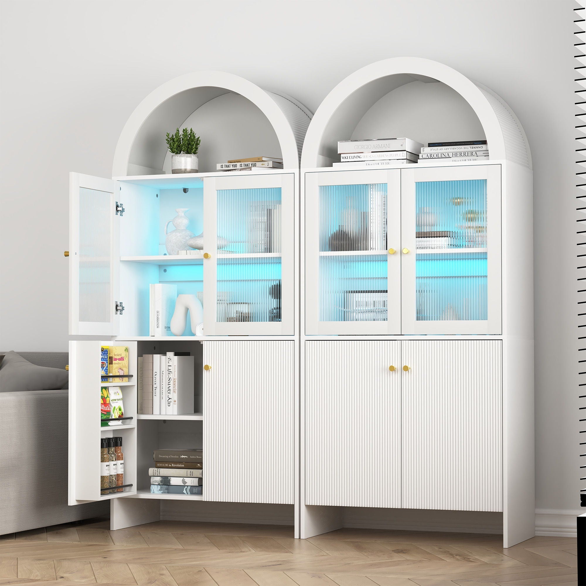 Modern Tech Inspired Dome Cabinet With LED Lighting