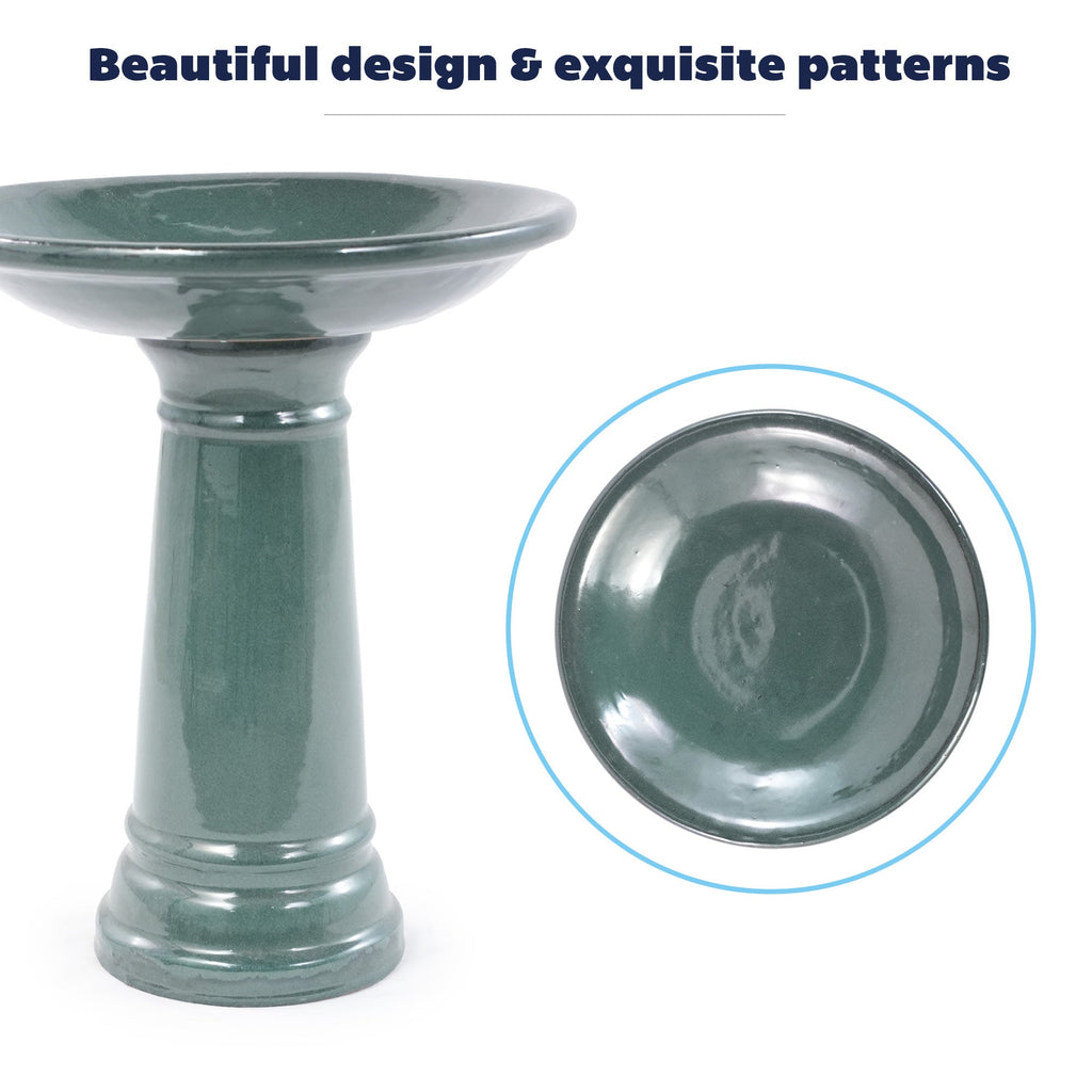 Ceramic Pedestal Bird Bath for Outdoor Garden