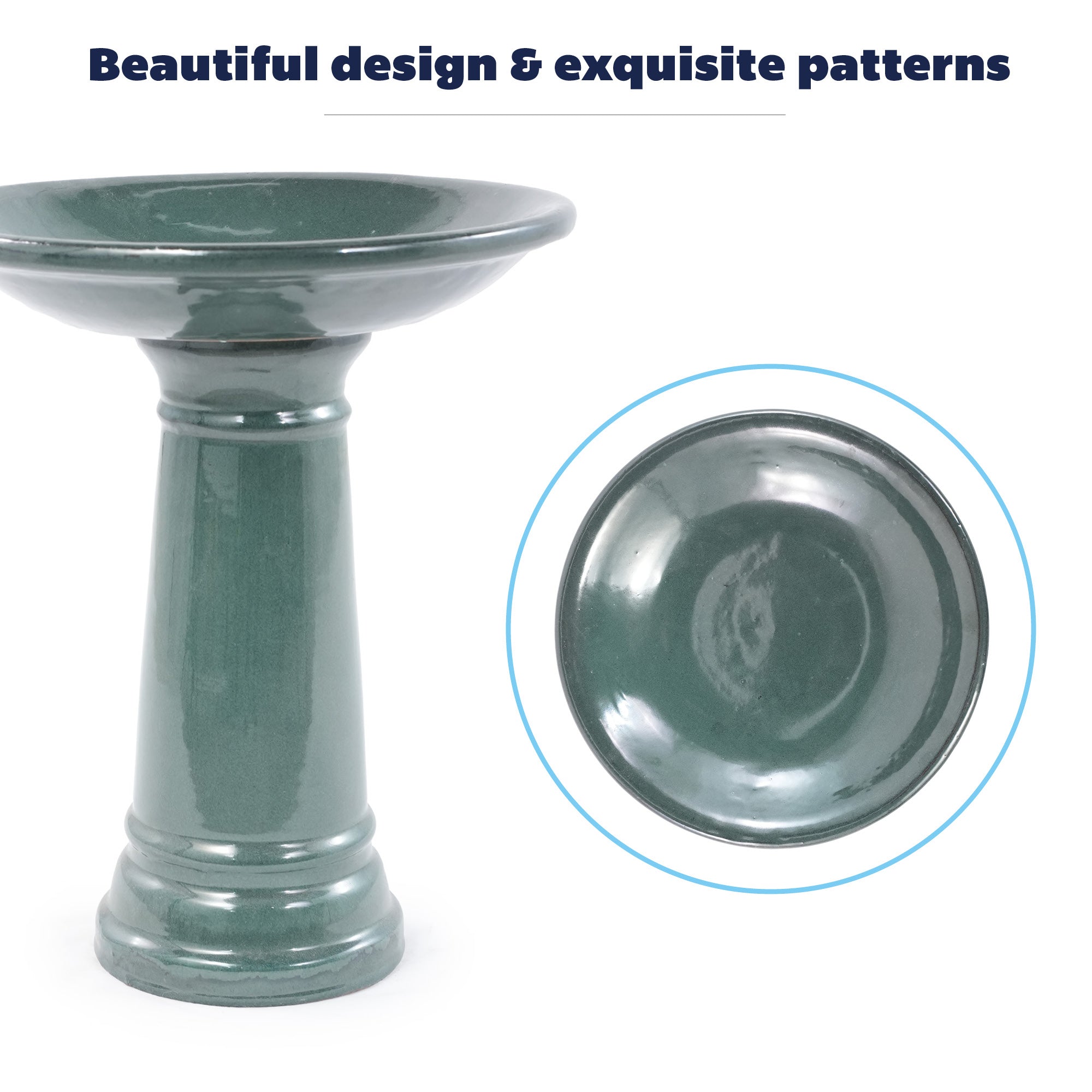 Ceramic Pedestal Bird Bath for Outdoor Garden