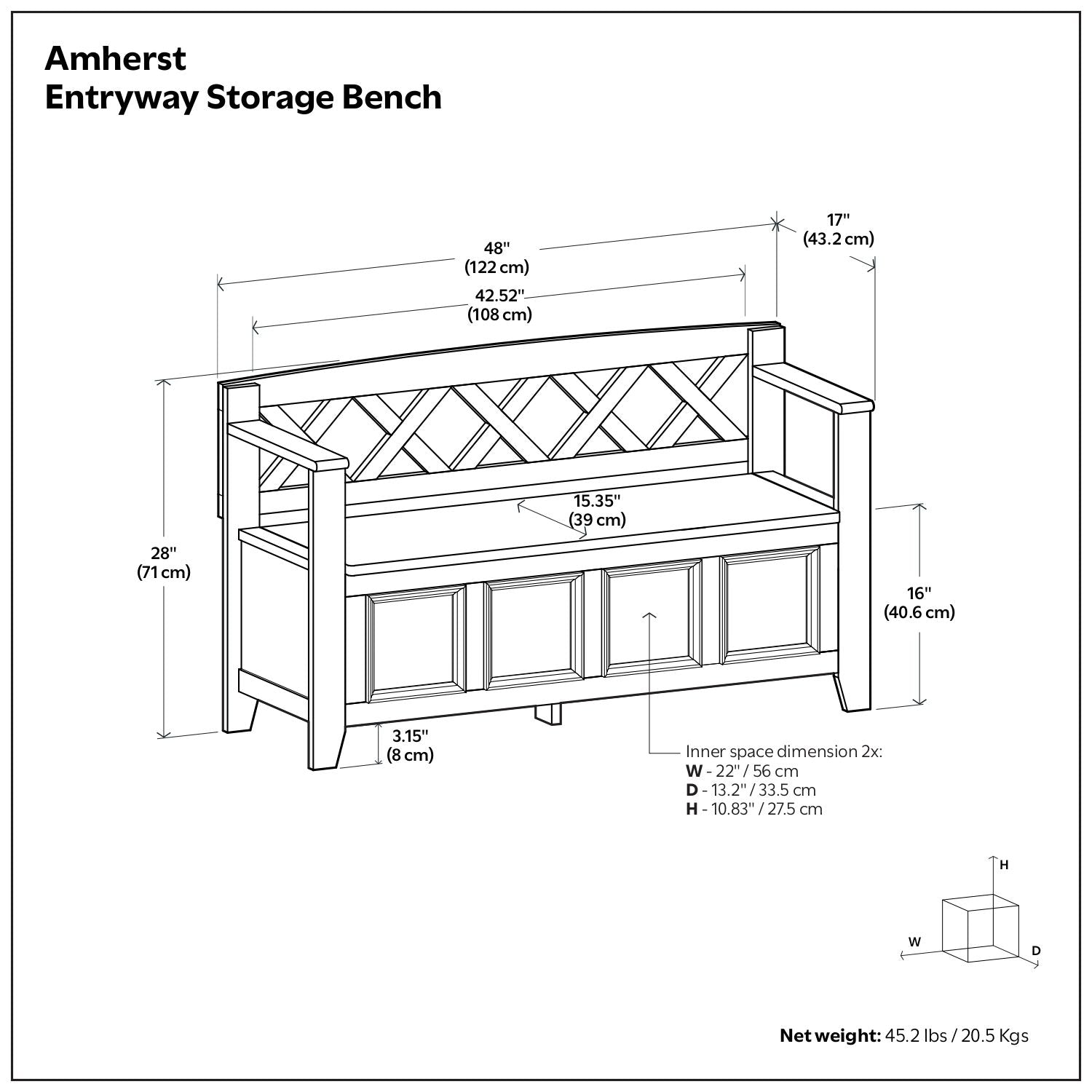 Amherst - Entryway Storage Bench - Hickory Brown