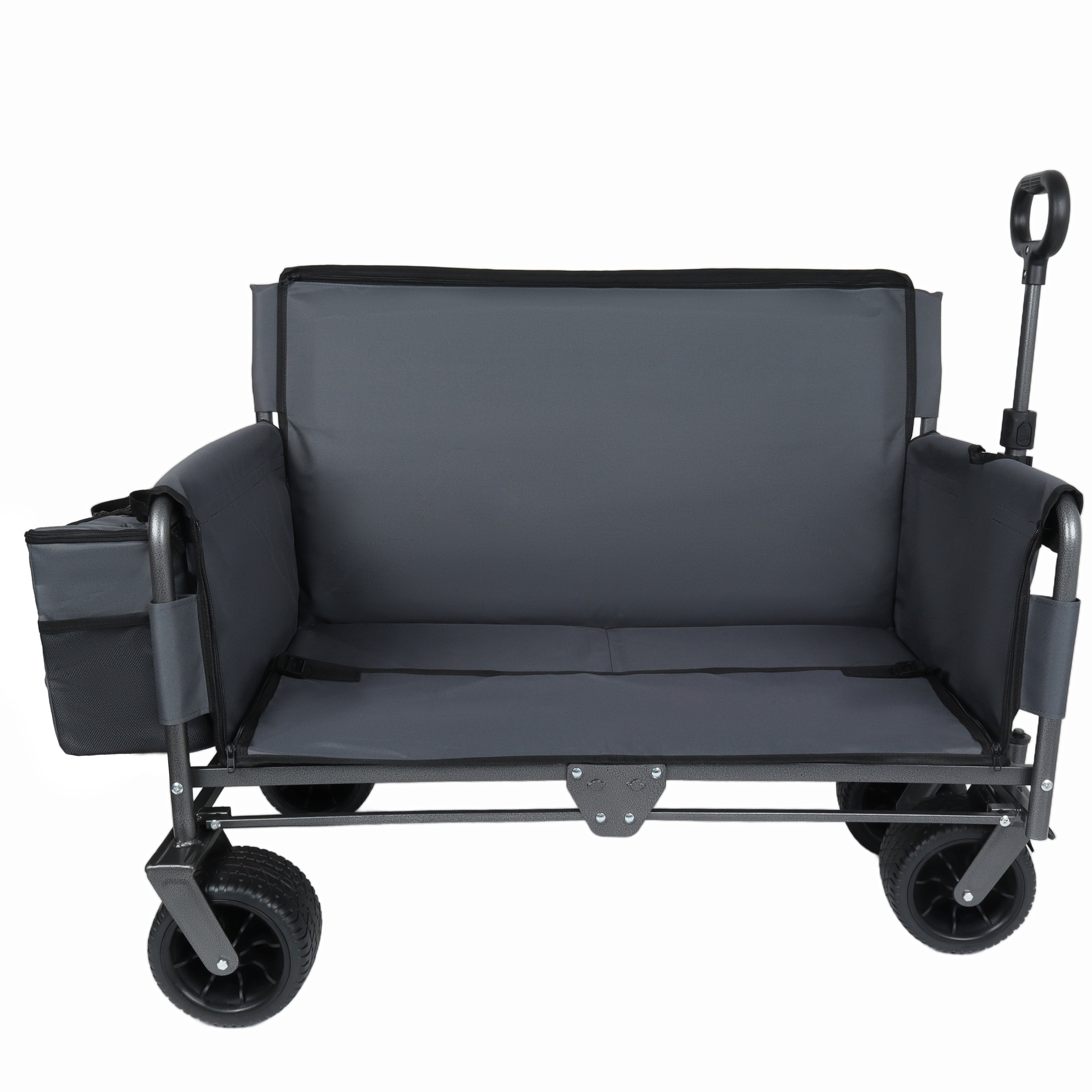 3-in-1 Folding Wagon Cart with Bench Seat & Storage