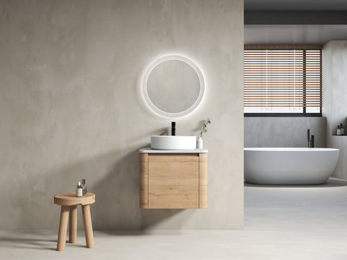 24" Wall-Mounted Bathroom Vanity With Ceramic Art Sink & Soft-Close Door
