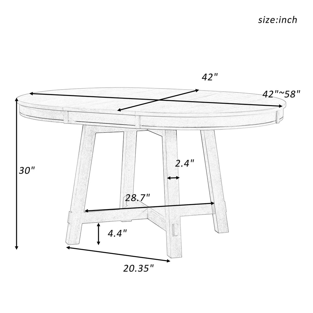 Gia Round Extendable Dining Table with 16" Leaf Wood