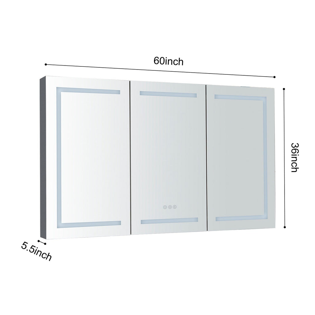 60 x 36 Inch LED Lighted Bathroom Medicine Cabinet