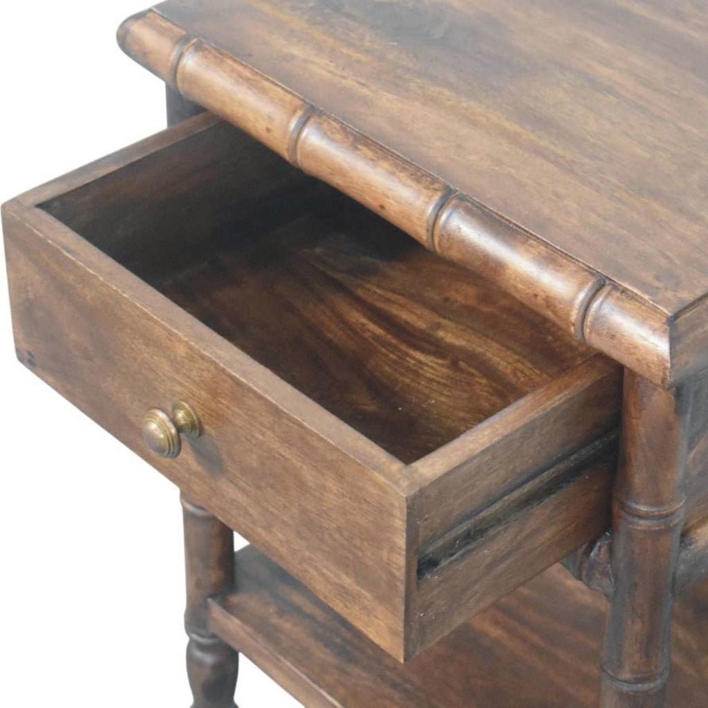 Solid Wood Bamboo Carved Bedside Table