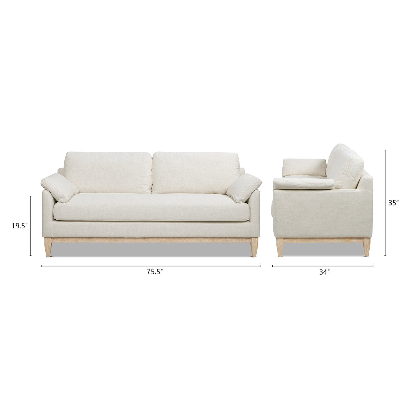 Pasadena 75.5" Modern Farmhouse Sofa in Flax