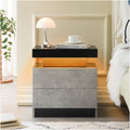 Modern LED Nightstand with 2 Drawers for Bedroom