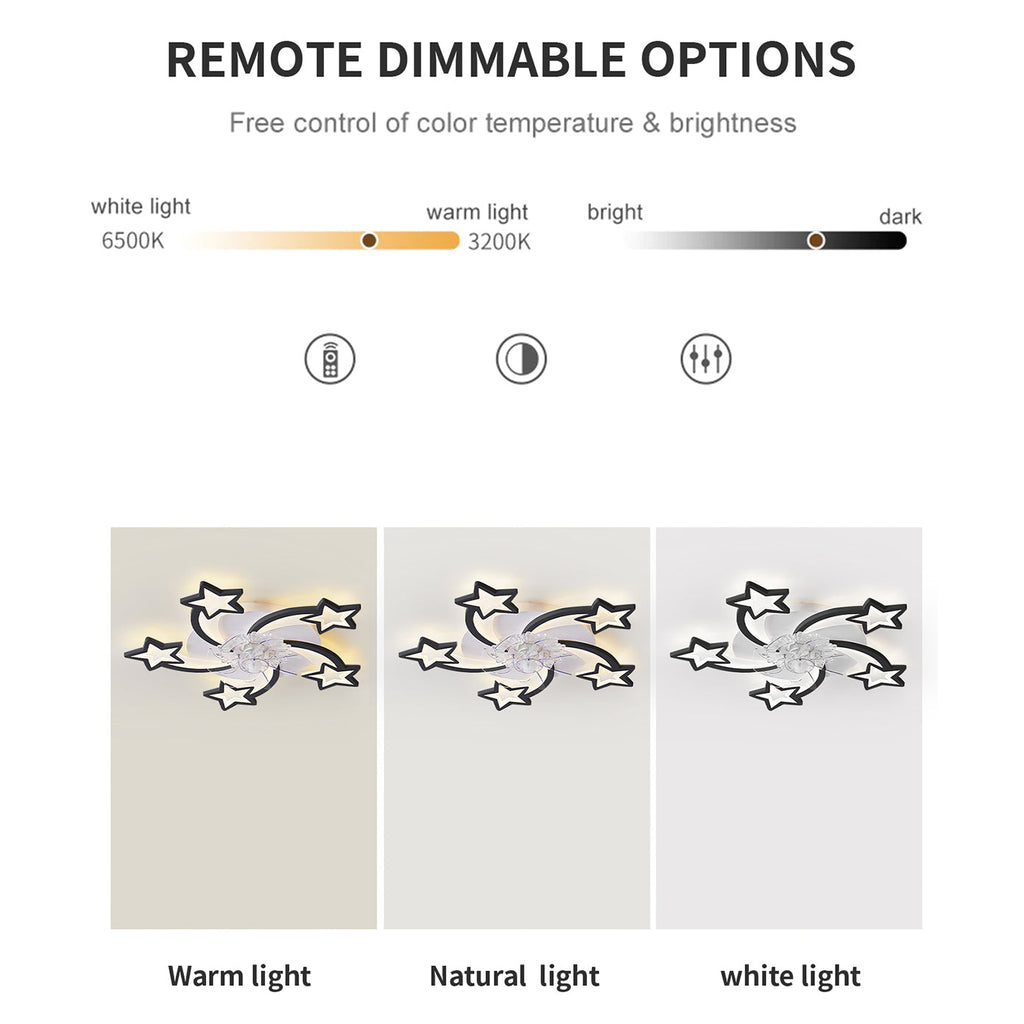 29 Inches Ceiling Fan with Lights Remote Control Dimmable LED