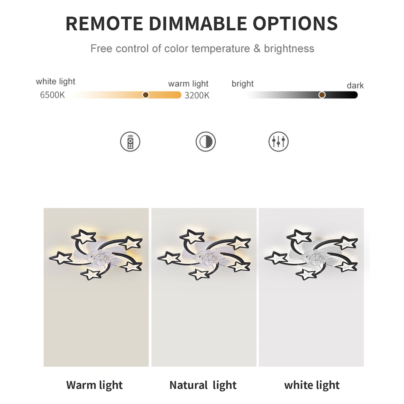 29 Inches Ceiling Fan with Lights Remote Control Dimmable LED