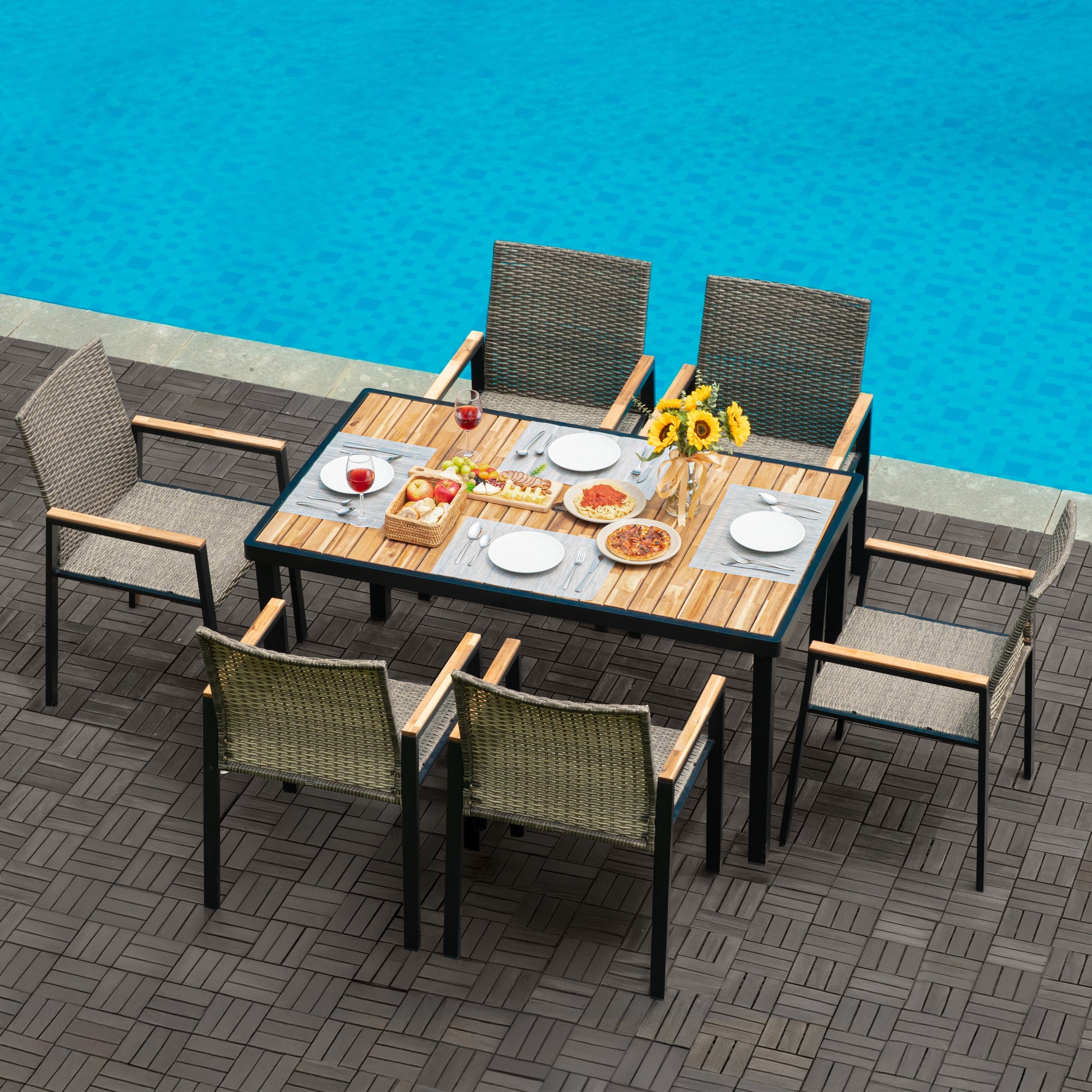 All Weather 7-Piece Patio Dining Table Set