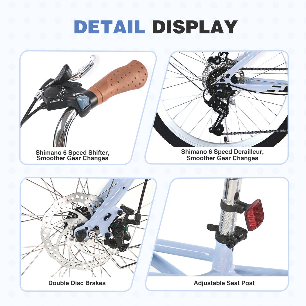 6 Speed Steel Frame 24 Inch Commuter Bike
