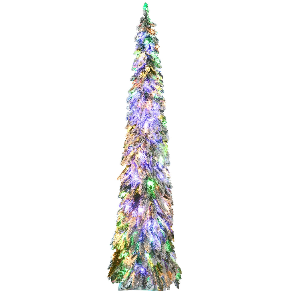 HOMCOM 7ft Tall Prelit Pencil Artificial Christmas Tree
