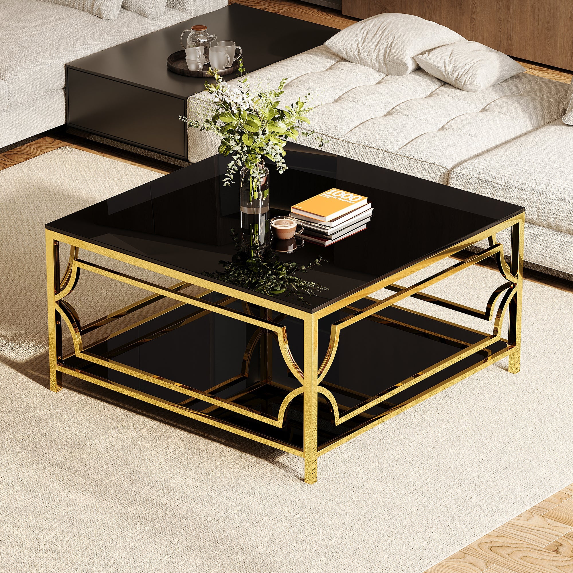Square Glass Coffee Table in 33.5"