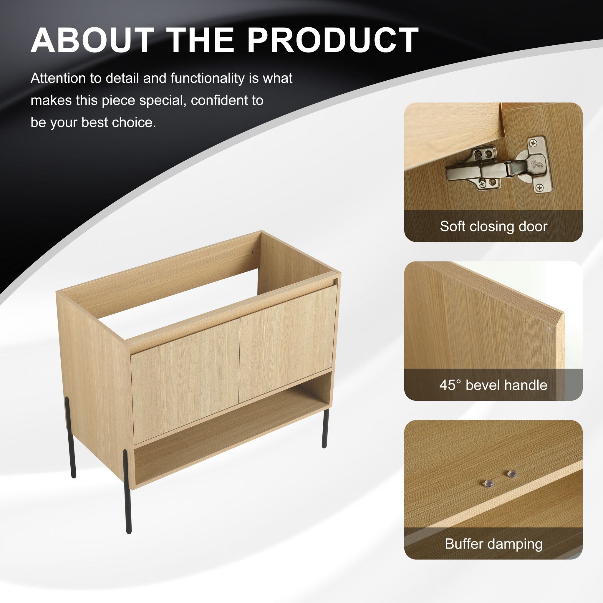Freestanding Bathroom Vanity & Soft Close Cabinet Doors