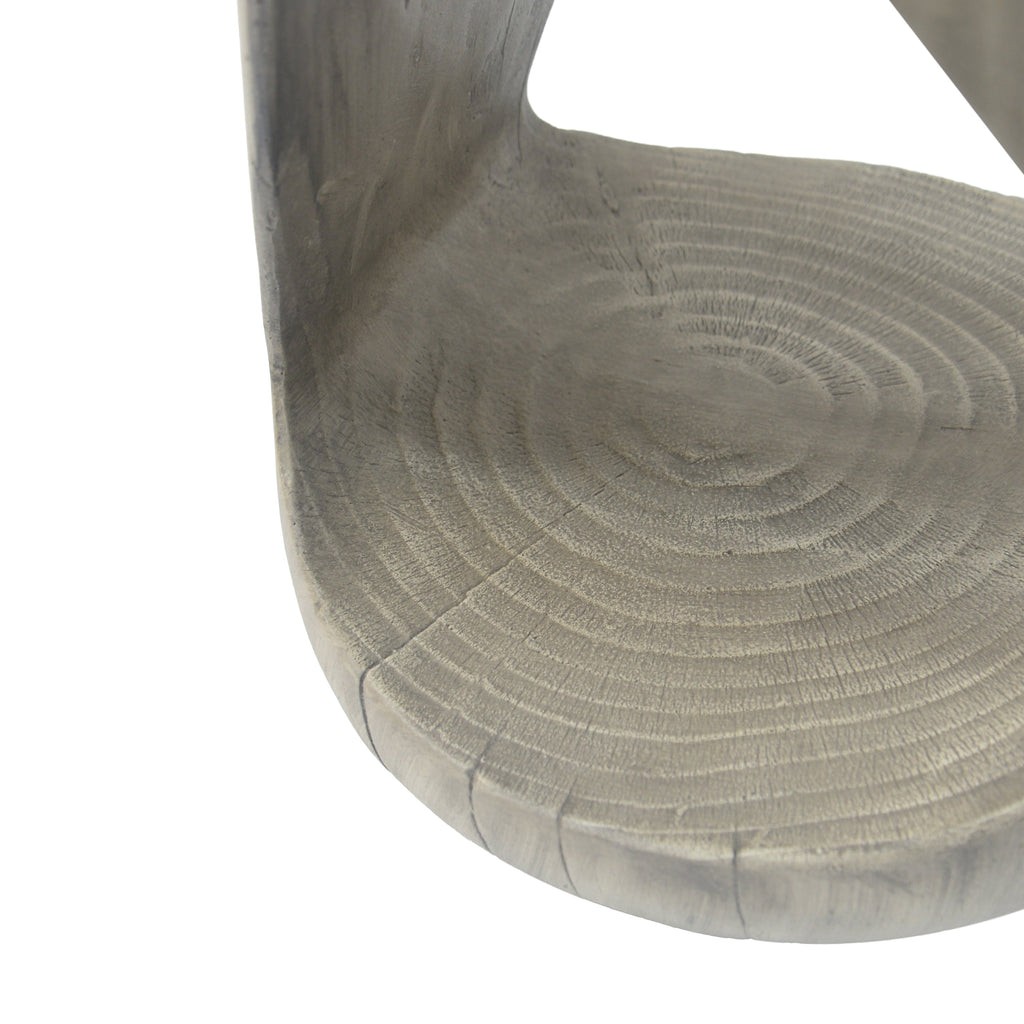 Hollow Side Table Wood-Like Texture Grey