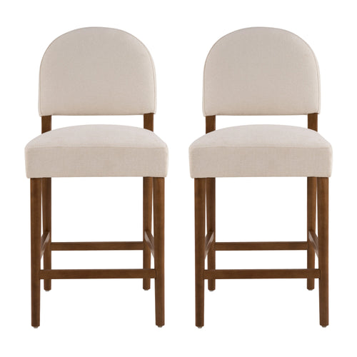 26'' Seat Height Fabric & Rubberwood Bar Stool