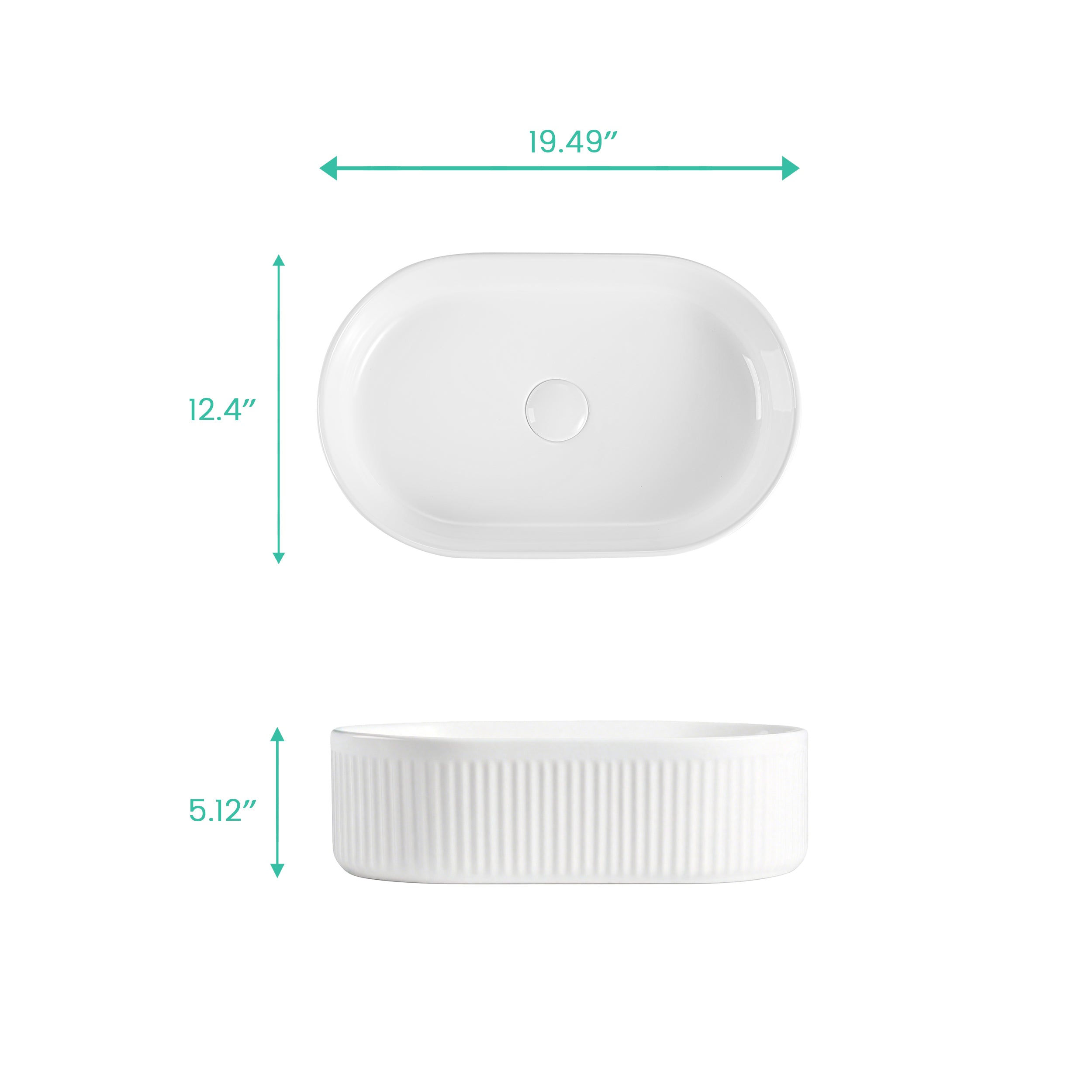 Integrated Oval Ceramic Bathroom Sink