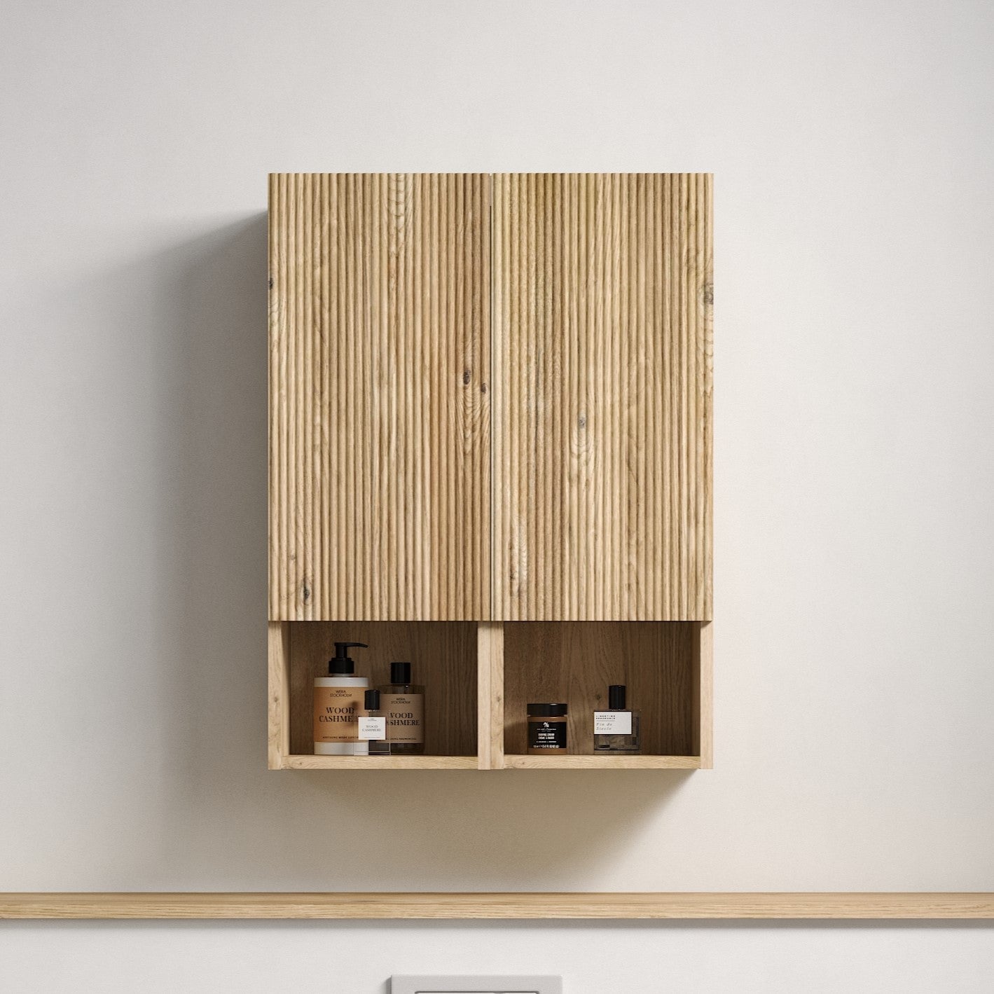 Abay Home Chic Striped Texture Bathroom Storage Cabinet