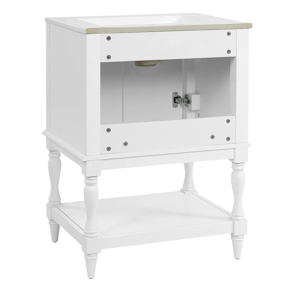 Modern Bathroom Vanity With Sink, Rectangular Cabinet With Open Shelf And Closed Storage