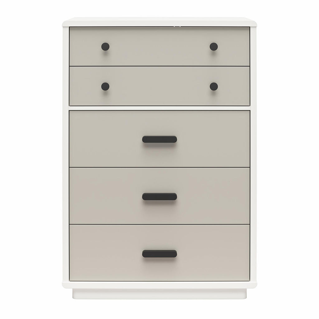 Valencia - 5 Drawer Dresser - White / Gray