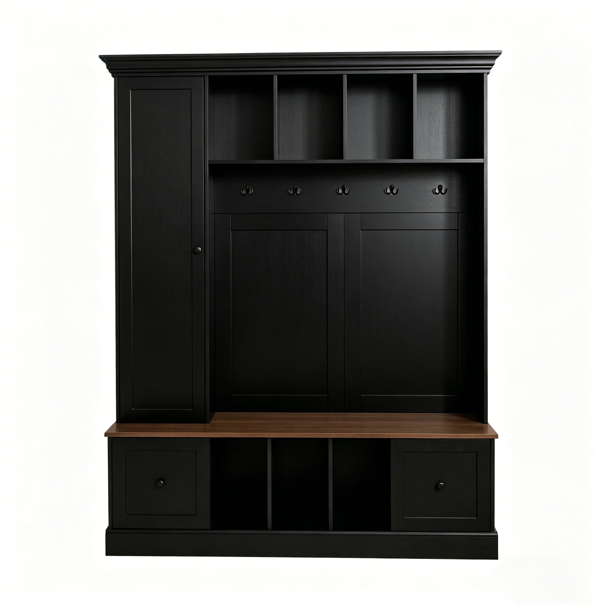 Vibe Haus 62.2'' Farmhouse Hall Tree with Shoe Storage Bench