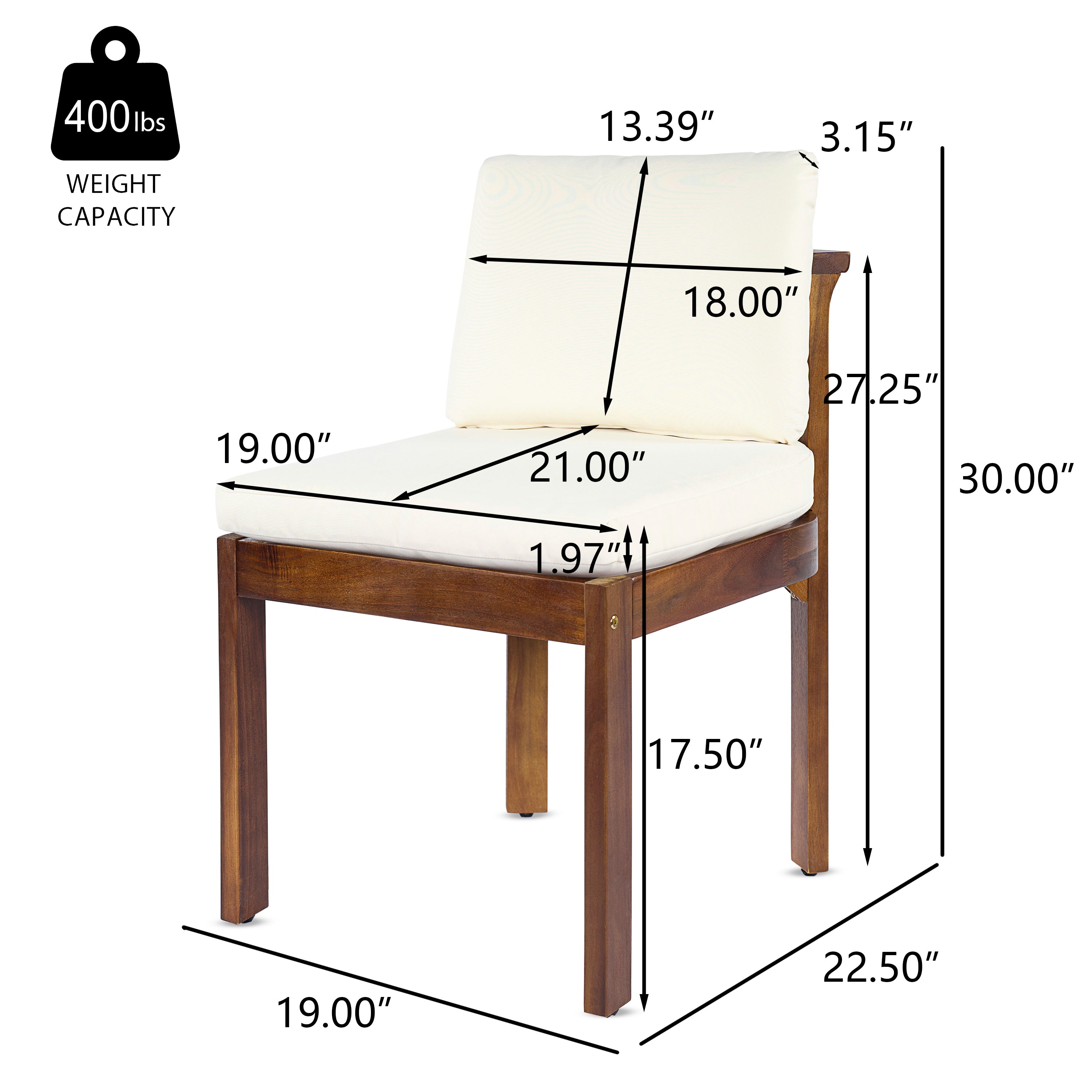 Acacia Wood Outdoor Dining Chair (Set of 2)