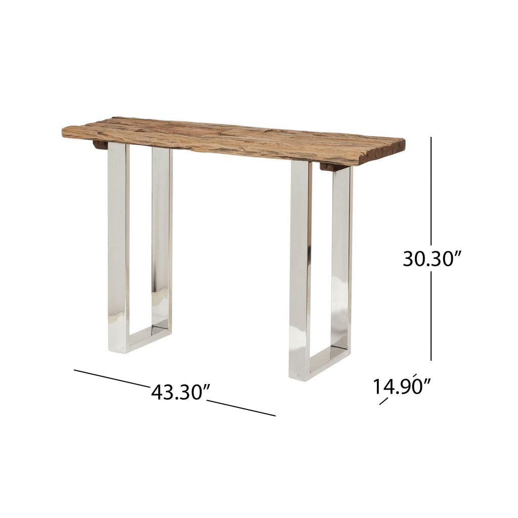 Rustic Glam Console Table With Reclaimed Wood And Iron Frame - Natural