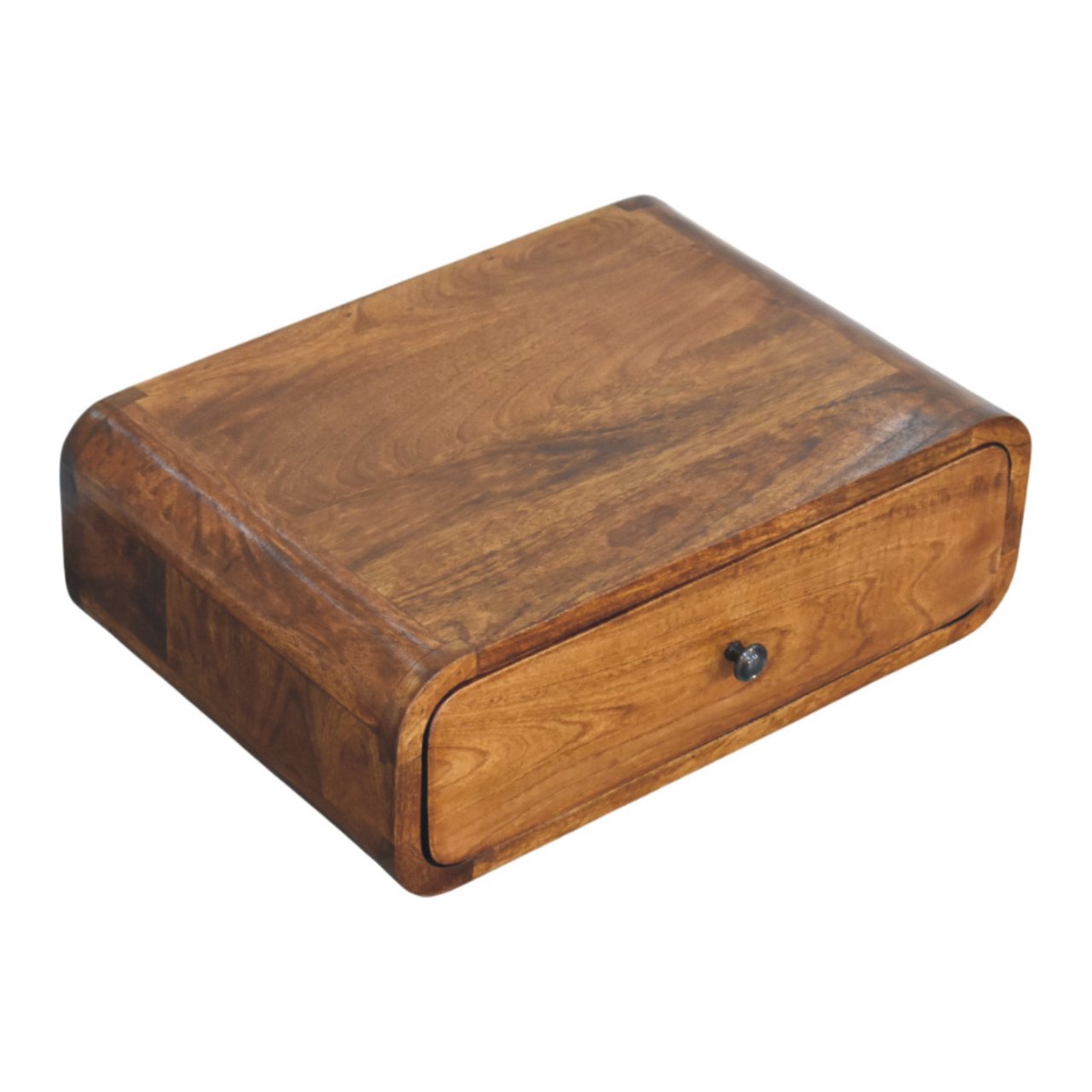 Solid Wood Avora Wall-Mounted Nightstand, 1-Drawer, Honey