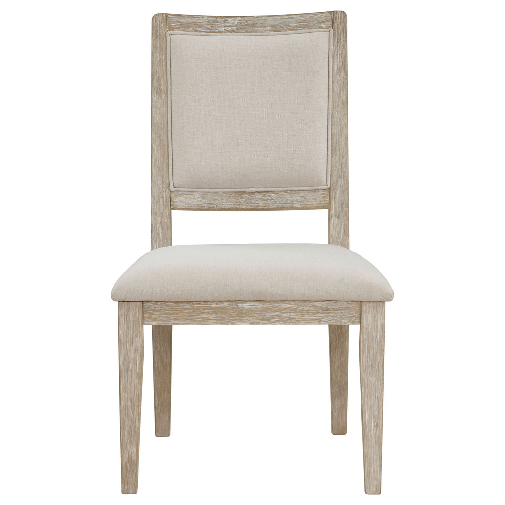 Rodota - 5 Piece Round Dining Table Set With Upholstered Chairs - White Washed