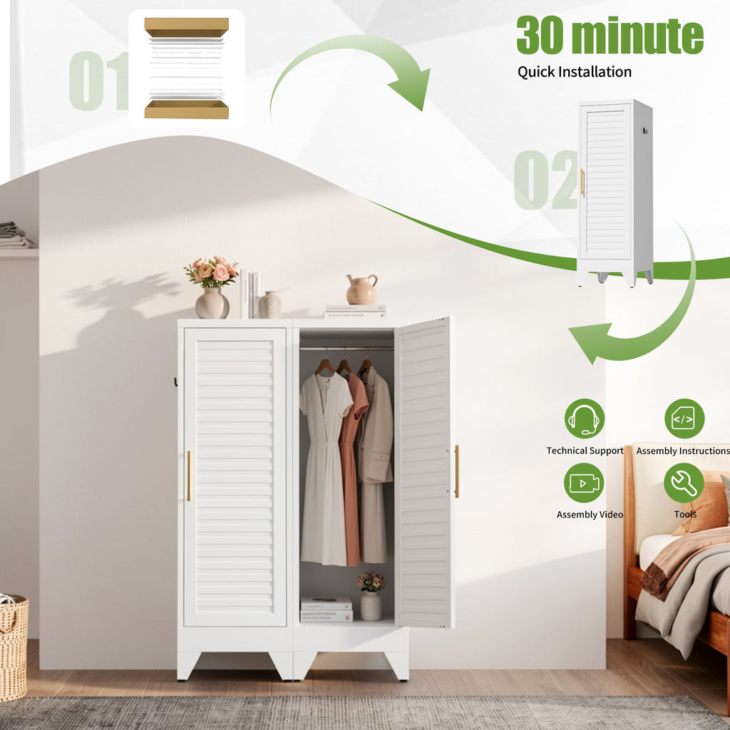 47.2" Narrow Metal Storage Closet with Louvered Door