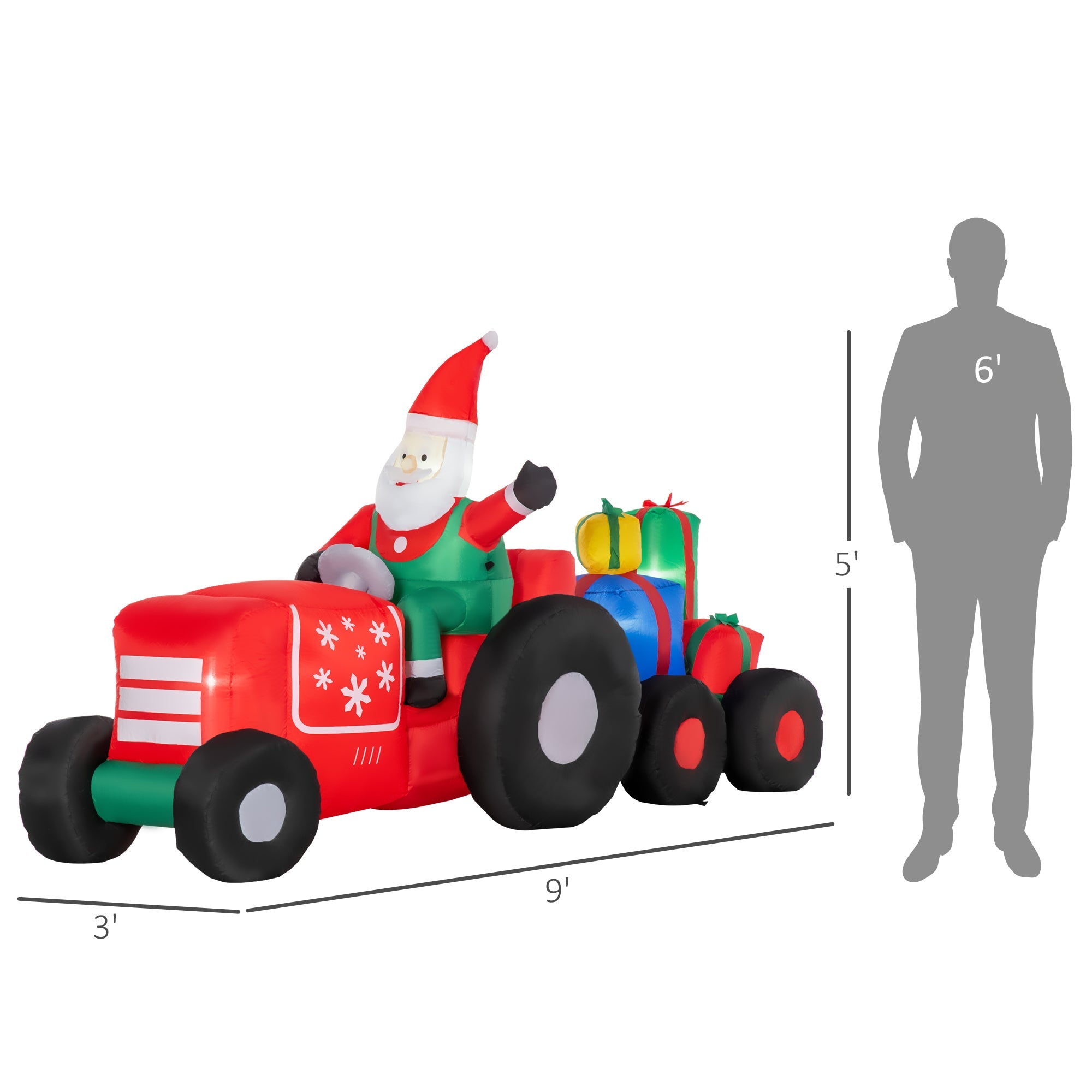 Outsunny 9ft Christmas Inflatable Santa Claus Trailer