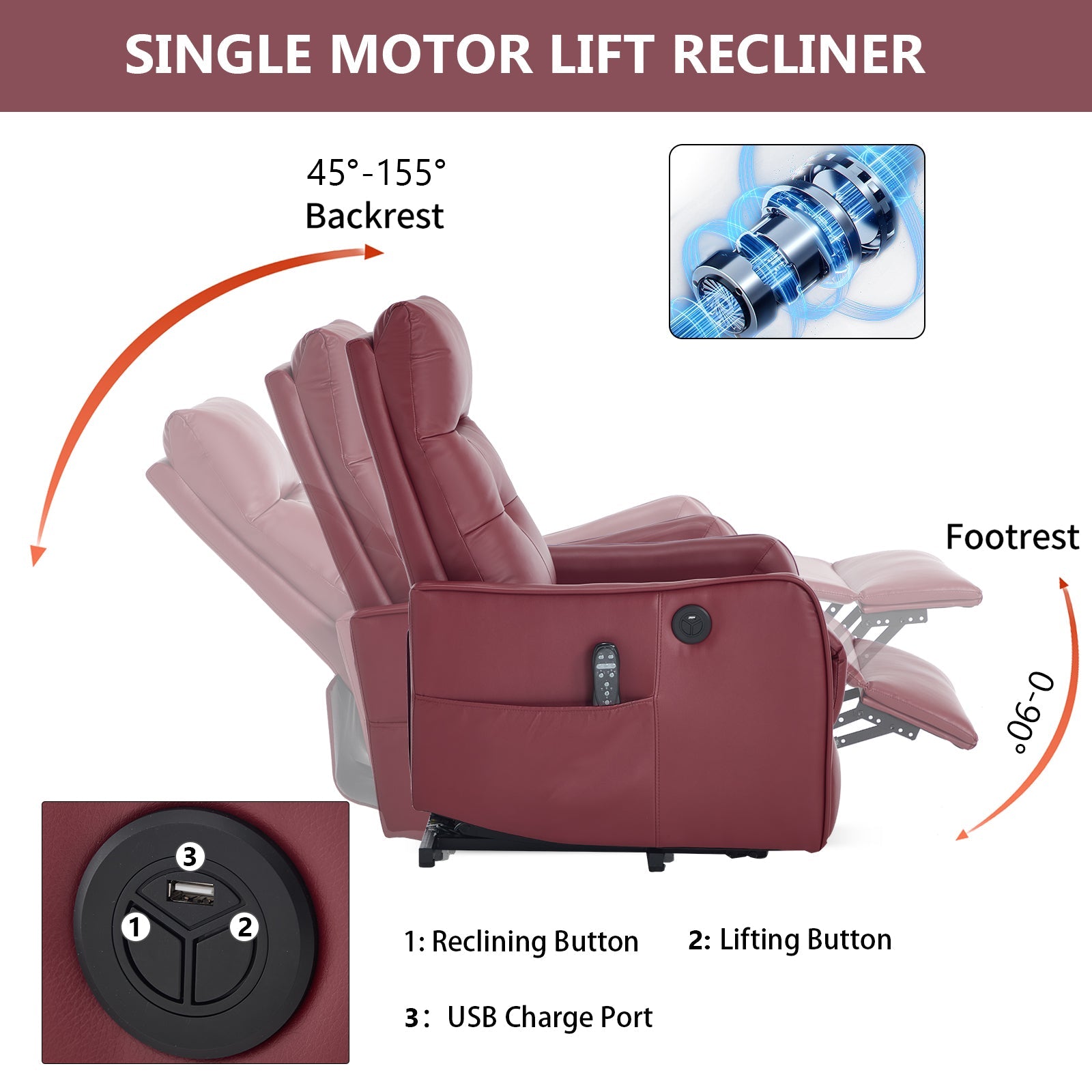 Comfortmax Single Motor Lift Recliner Chair