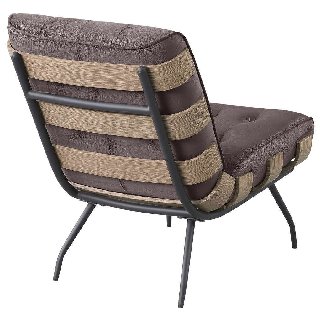 Staten - Upholstered Armless Accent Chair - Dark Brown